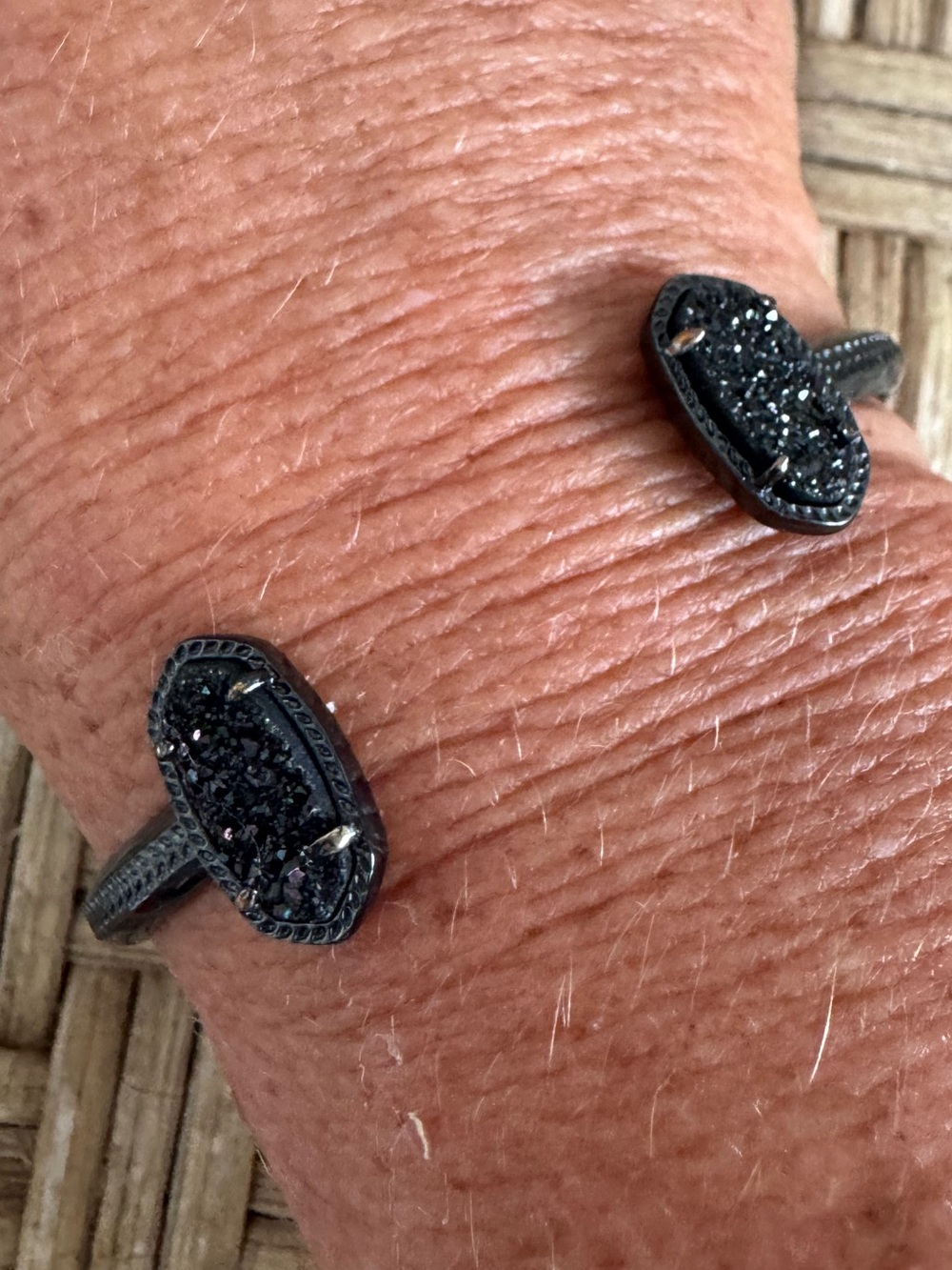 Kendra Scott Elton Gunmetal & Black Drusy Cuff Bracelet